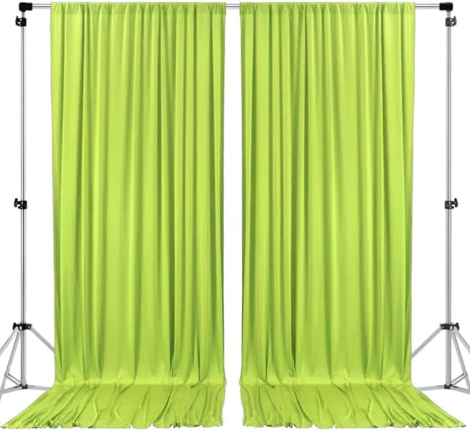 AK TRADING CO. 10 feet x 8 feet Polyester Backdrop Drapes Curtains Panels with Rod Pockets - Wedding Ceremony Party Home Window Decorations - Light Green, 2 Pack