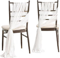Ling's Moment Wedding Chiffon Chair Sashes Cover Aisle Decorations Draping Fabric Wrinkle-Free with Tie 16 Pcs White for Party Ceremony Reception Floral Arrangement Banquet Outdoor Decor