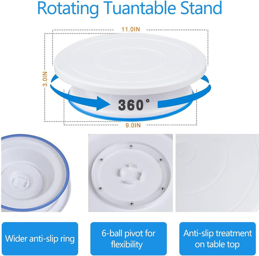 Makmeng 722pcs Cake Decorating Kit - Baking Supplies with Springform Pans, Cake Rotating Turntable, Icing Piping Bags and frosting Tips Set - Cake Decorating Tools for Beginners