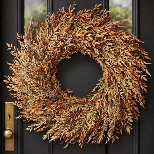 26" artificial fall nandina wreath for front door, view 9