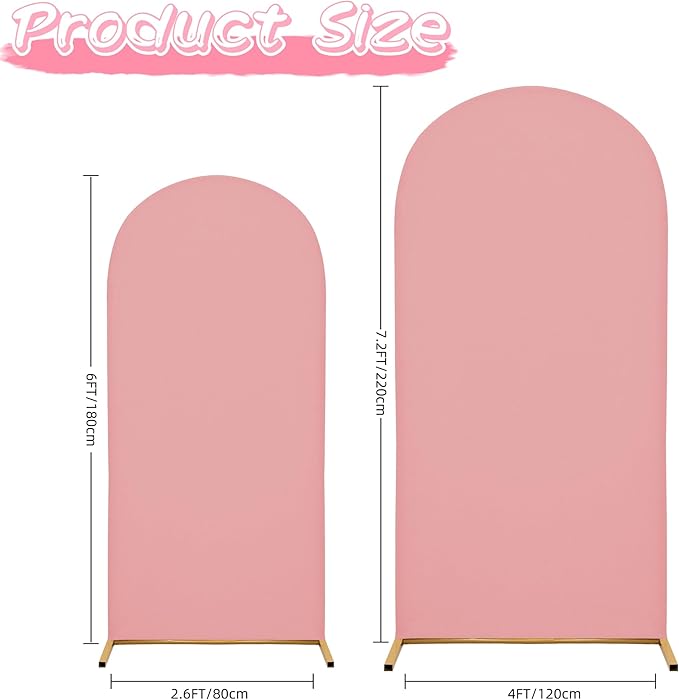 7.2FT Wedding Arch Covers Arch Backdrop Cover Arch Stand Covers Set Arch Cover Spandex Fabric Stretchy Backdrop for Wedding Birthday Party Decoration Baby Shower (Light Pink)