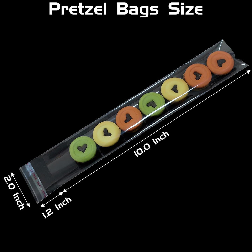 100 Pcs Self Sealing Cellophane Bags: 2x10 Inches Clear Pretzel Rod Resealable Pretzels Individual Bags for Packaging ICY Candy Treat Popsicle Cookies