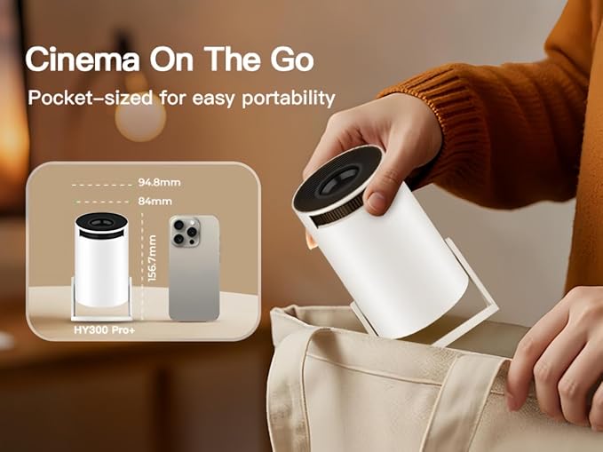 WEMI Smart Minin Projector with Wifi and Bluetooth for Indoor and Outdoor Activities (OptiBarrel 500)
