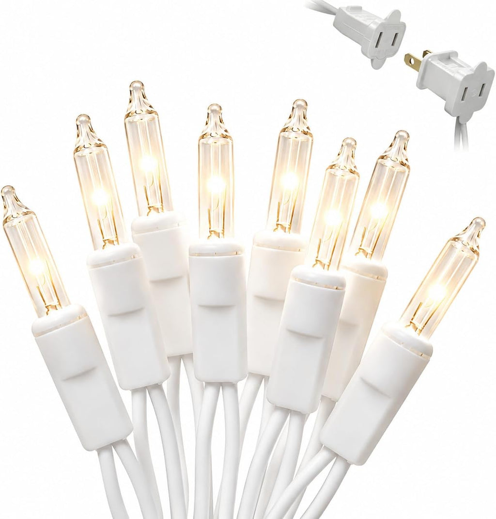 Warm White Christmas Lights, 21Ft 100 Incandescent Mini Bulbs, UL Certified, Connectable, Indoor and Outdoor, Perfect for Christmas Tree, Wreath, Home, Yard, Wedding, Party, Holiday Decor