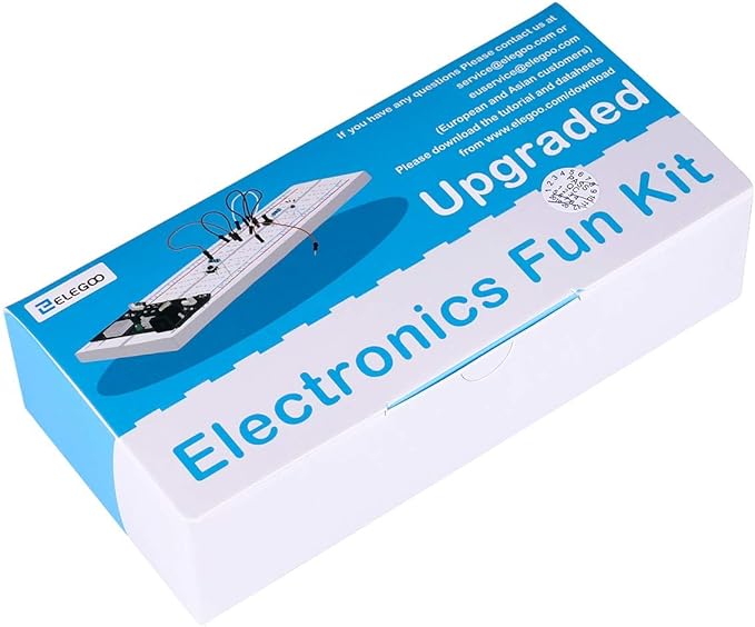 ELEGOO Upgraded Electronics Fun Kit w/Power Supply Module, Jumper Wire, Precision Potentiometer, 830 tie-Points Breadboard Compatible with Arduino, STM32