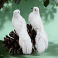 2PCS Artificial White Doves Bird Ornaments 5.5inch Foam Feathered Birds for Christmas Decoration Weding Party Home Garden Decor