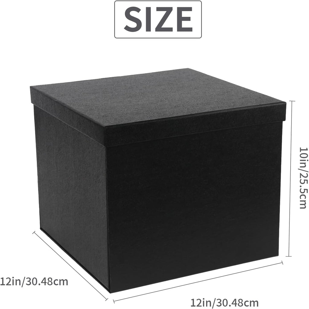 YINUOYOUJIA Large Gift Box 12x12x10 Inches,Black Boxes for presents with Ribbon,Card,Shredded Paper for Birthday,Valentine's Day,Mother's Day,Christmas,Anniversaries.