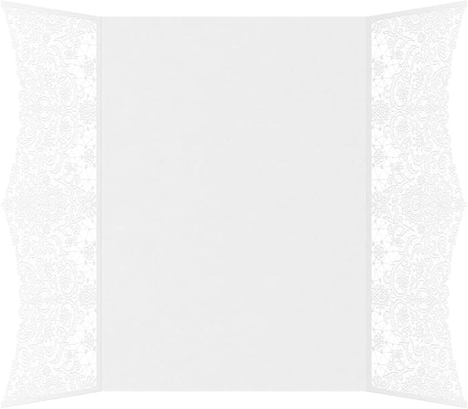 LUXPaper Laser Cut Gatefold Invitations | 5" x 7 1/4" | Pointed Lace - White | 100lb. Cover | 50 Qty