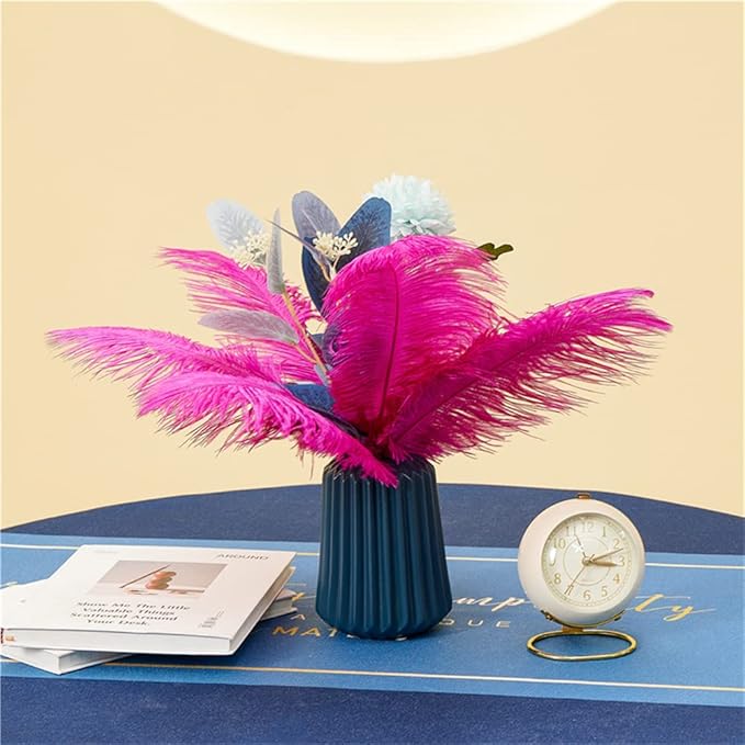 NEWONG 30pcs Hot Pink Ostrich Feathers Natural Bulk 9-12inch(23-30cm) Vase Craft Wedding Home Party Centerpieces Christmas Day Decoration