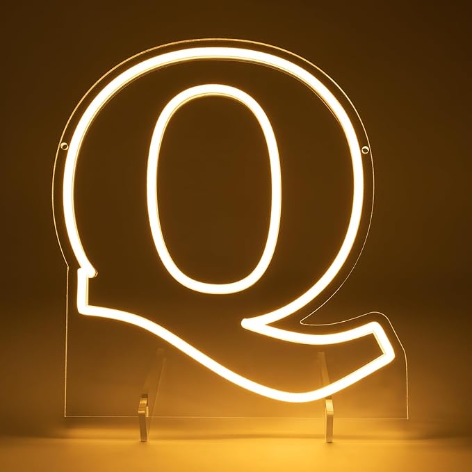 Light Up Letters Q, Led Marquee Letter Lights Neon Sign, 13.9" Height Decorative Lighted Alphabet Number, Battery/USB Powered Led Letters Lights for Wedding, Birthday, Party, Christmas or Home Decor