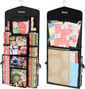 ProPik Hanging Double Sided Wrapping Paper Storage Organizer With Multiple Pockets Organize Your Gift Wrap, Gift Bags Bows Ribbons 40"X17" Fits 40 Inch Rolls Clear PVC Bag (Black)