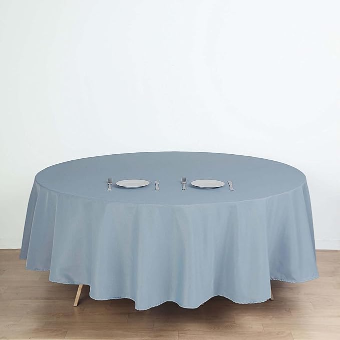 Efavormart Round Tablecloth, 108 Inch Stain & Wrinkle Resistant Washable Table Cloth, Decorative Polyester Fabric Table Cover for Banquet, Wedding, Dining- Dusty Blue