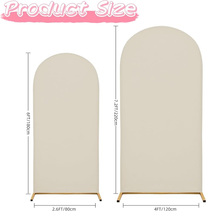Wedding Arch Covers Arch Backdrop Cover Arch Stand Covers 7.2FT 6FT Set 2 Arch Cover Spandex Fabric Stretchy Backdrop for Wedding Birthday Party Decoration Baby Shower (Off-White)