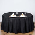 Efavormart Round Tablecloth, 108 Inch Stain & Wrinkle Resistant Washable Table Cloth, Decorative Polyester Fabric Table Cover for Banquet, Wedding, Dining- Black