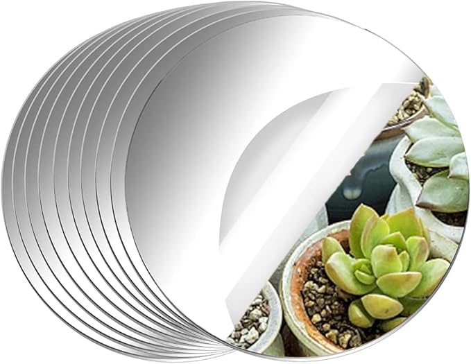 9PCS Round Mirror Tiles for Centerpieces, 10inch Mirror Trays Flat Circle Mirrors for Tables Mirror Centerpieces, Circle Mirror Candle Plates for Table Centerpieces Wedding Party Centerpieces