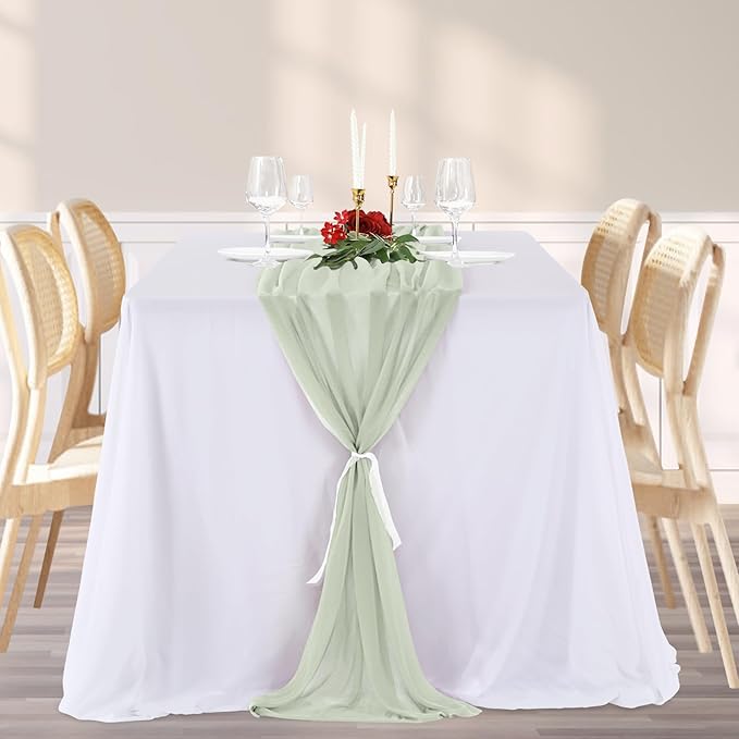 Wedding Arch Draping Fabric 2 Panels 19FT Sage Green Arch Drapes Sheer Backdrop Curtain for Wedding Ceremony Party Ceiling Decorations