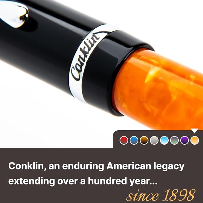 Conklin Duragraph Fountain Pen Orange Nights - Medium Nib, Elegant Writing Instrument with Vibrant Finish