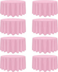 8 Pack Pink Round Tablecloth 120 Inch Stain and Wrinkle Resistant Round Pink Table Cloth Reusable and Washable Polyester Fabric Table Covers for Buffet Wedding Party and Banquet