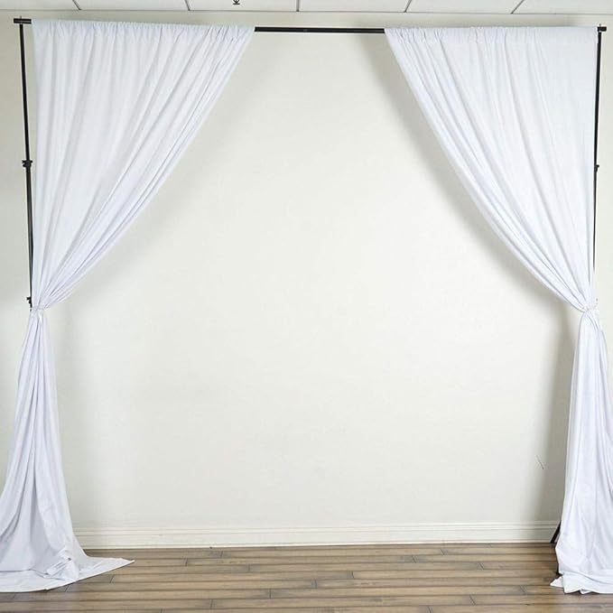 AK TRADING CO. 10 feet x 8 feet IFR Polyester Backdrop Drapes Curtains Panels with Rod Pockets - Wedding Ceremony Party Home Window Decorations - White