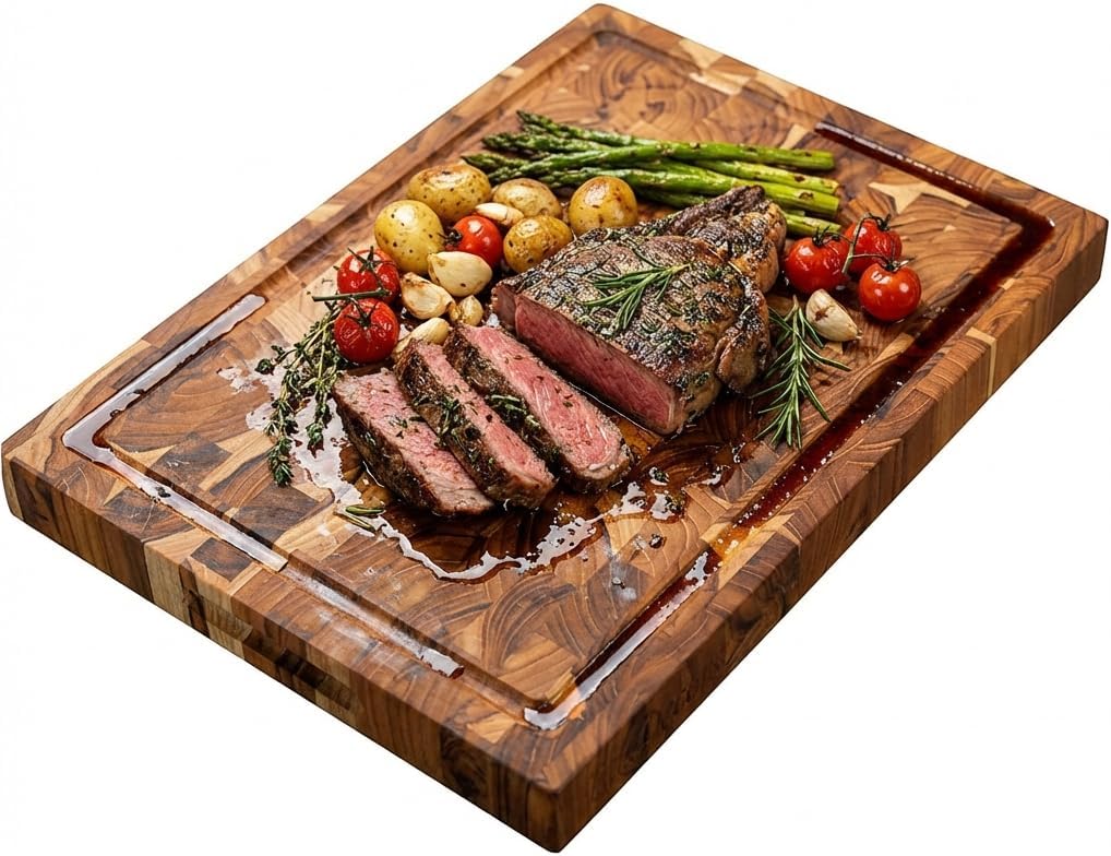 ecodecors fsc certified teak end grain cutting board, main product view