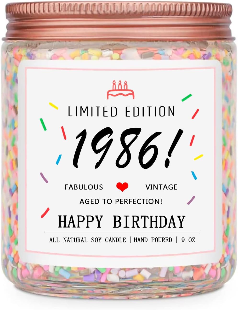 Homsolver 40th Birthday Gifts for Women Ideas, Decorations Gifts for 40 Year Old Woman, 40th Birthday Candles - Limited Edition 1986 Handmade (Vanilla Birthday Cake Scent with Sprinkles)
