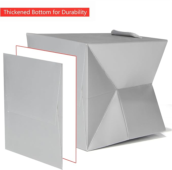 Silver Gray Square Gift Bag 12 in Paper Gift Box Large Square Bottom Kraft Paper Bags with Handles for Party Favor, Birthday Gift Bags (Silver Grey, 12 x 12 x 12 in, 10 CT)