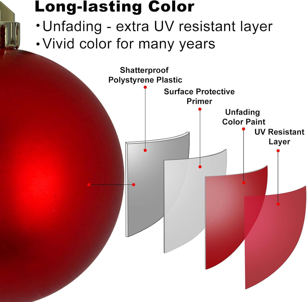 Rose Red 2.5" Christmas Balls Christmas Tree Decoration Ornaments Shatterproof Hanging Balls for Birthday Halloween Holiday Wedding Decorations Set of 24pcs