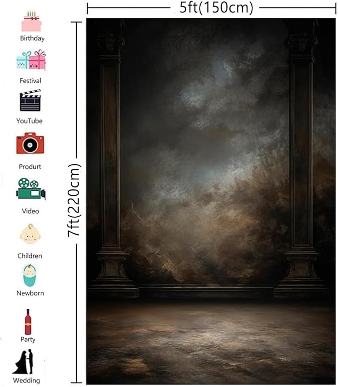 5x7ft Dark Vintage Photography Backdrops Portrait Photo Backdrop Wedding Bridal Show Birthday Background for Studio Props