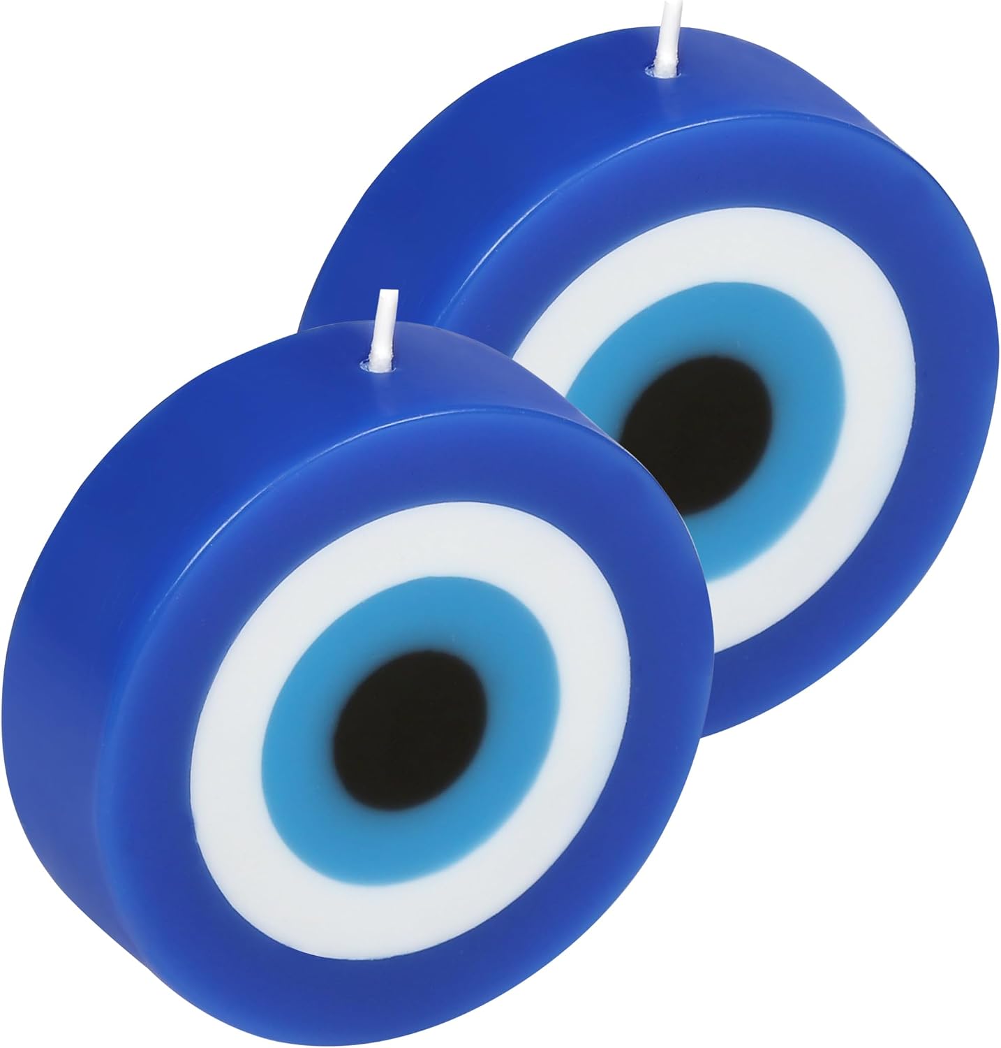 PROSPERRO LUMO by Parkash Candles Blue Evil Eye Candle Gift Nazar Home Decor Handmade Candles Desk Sculpture Decoration for House || Bedroom || Living Room || Set of 2 (Evil Eye - Round)