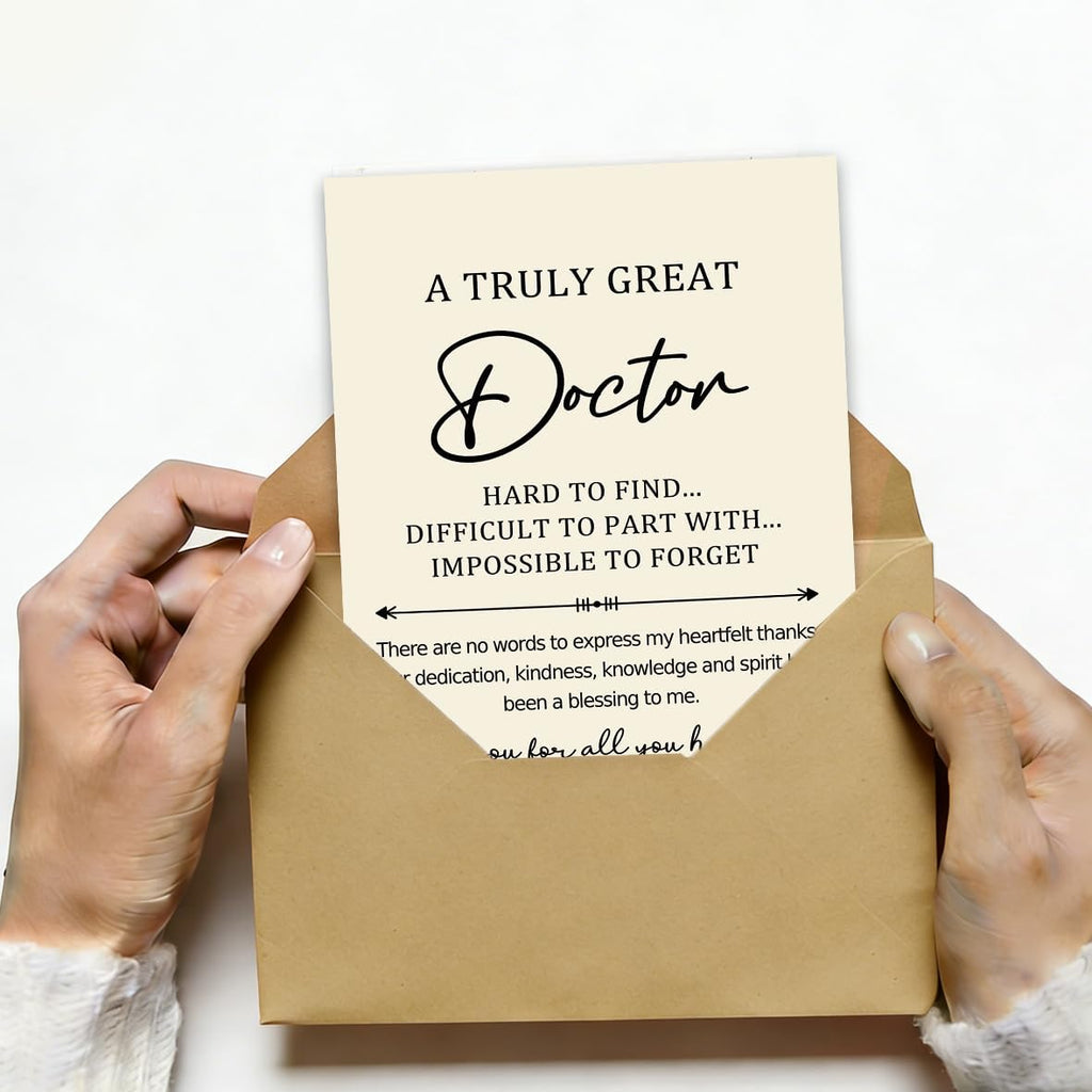 Doctor Thank You Card, Doctor Appreciation Card, Thank You Gift for Doctor with Kraft Envelope and Gold Seal Sticker