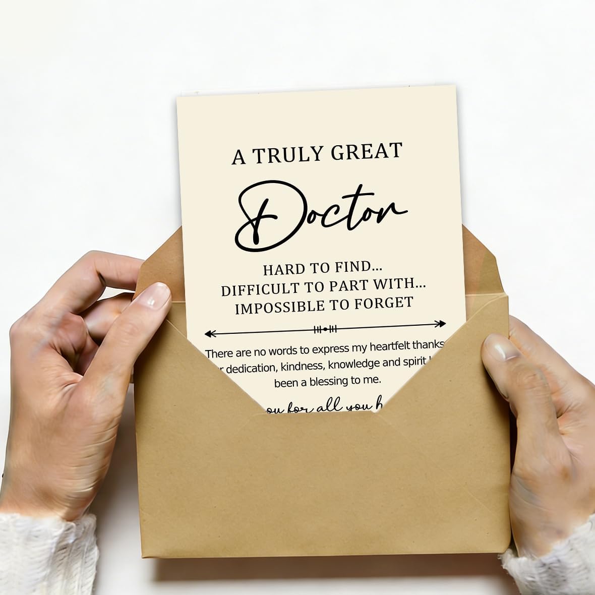 Doctor Thank You Card, Doctor Appreciation Card, Thank You Gift for Doctor with Kraft Envelope and Gold Seal Sticker