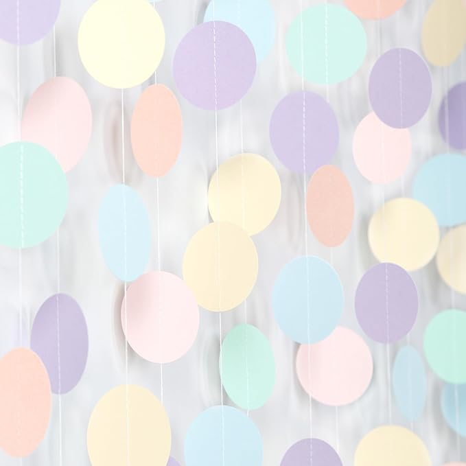 Pastel Rainbow Birthday Party-Decorations Streamers - 52FT Yellow Blue Mint Pink Purple Hanging Paper Garland Banner,Birthday Baby Bridal Shower Bachelorette Engagement Supplies Backdrop Decor Hugtmr