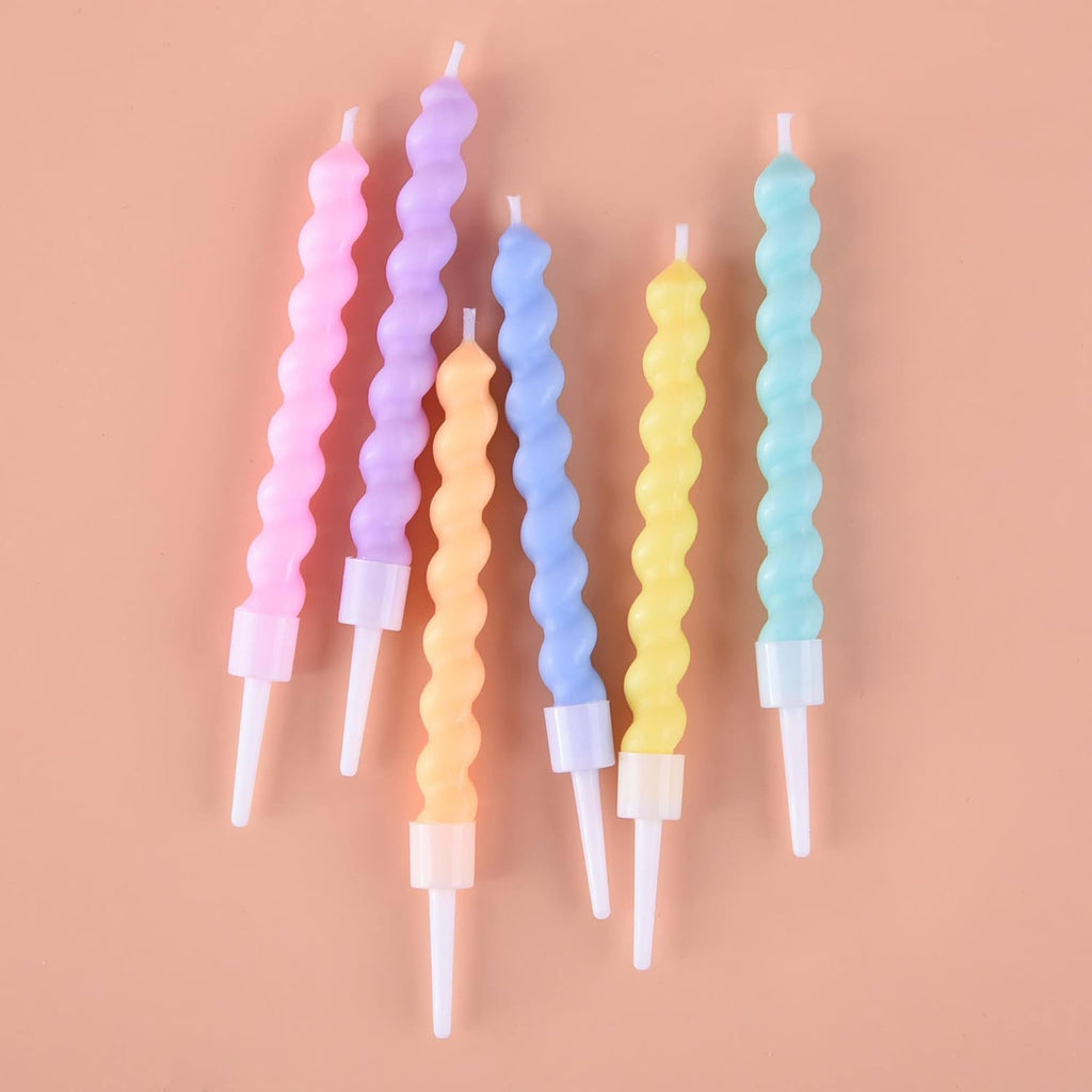 PHD CAKE 24-Count Rainbow Spiral Birthday Candles with Holders, Party Candles, Cake Candles