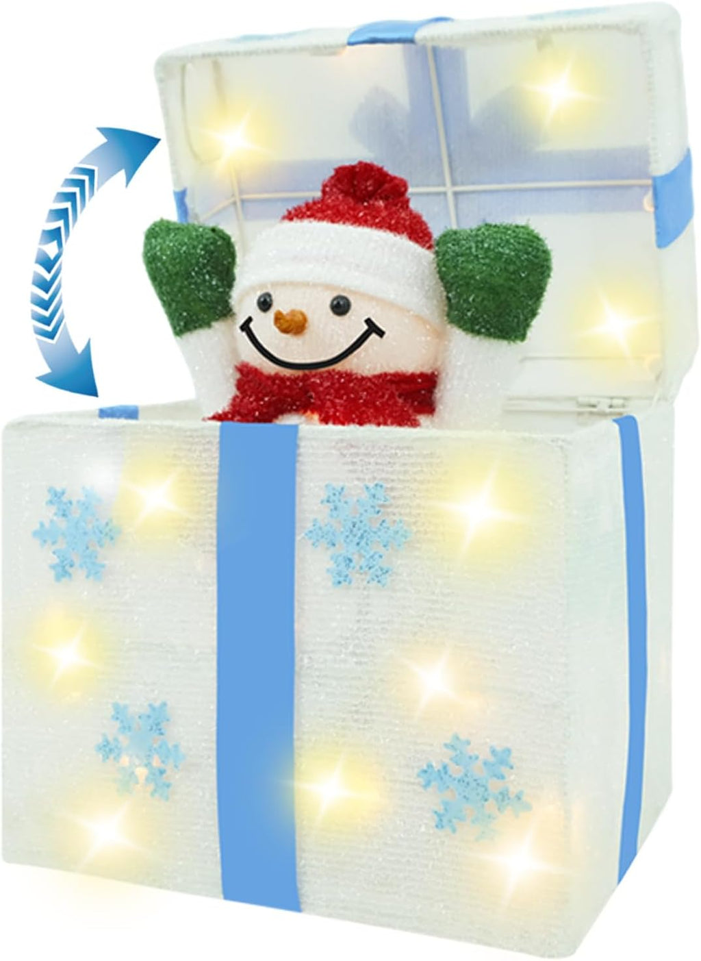 christmas decorations outdoor, lighted pop-up snowman gift box, main product view