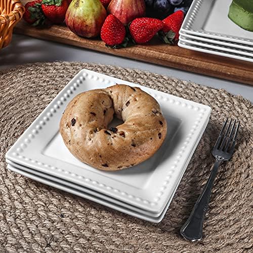 embossed ceramic appetizer & dessert plates - set showing dimensions