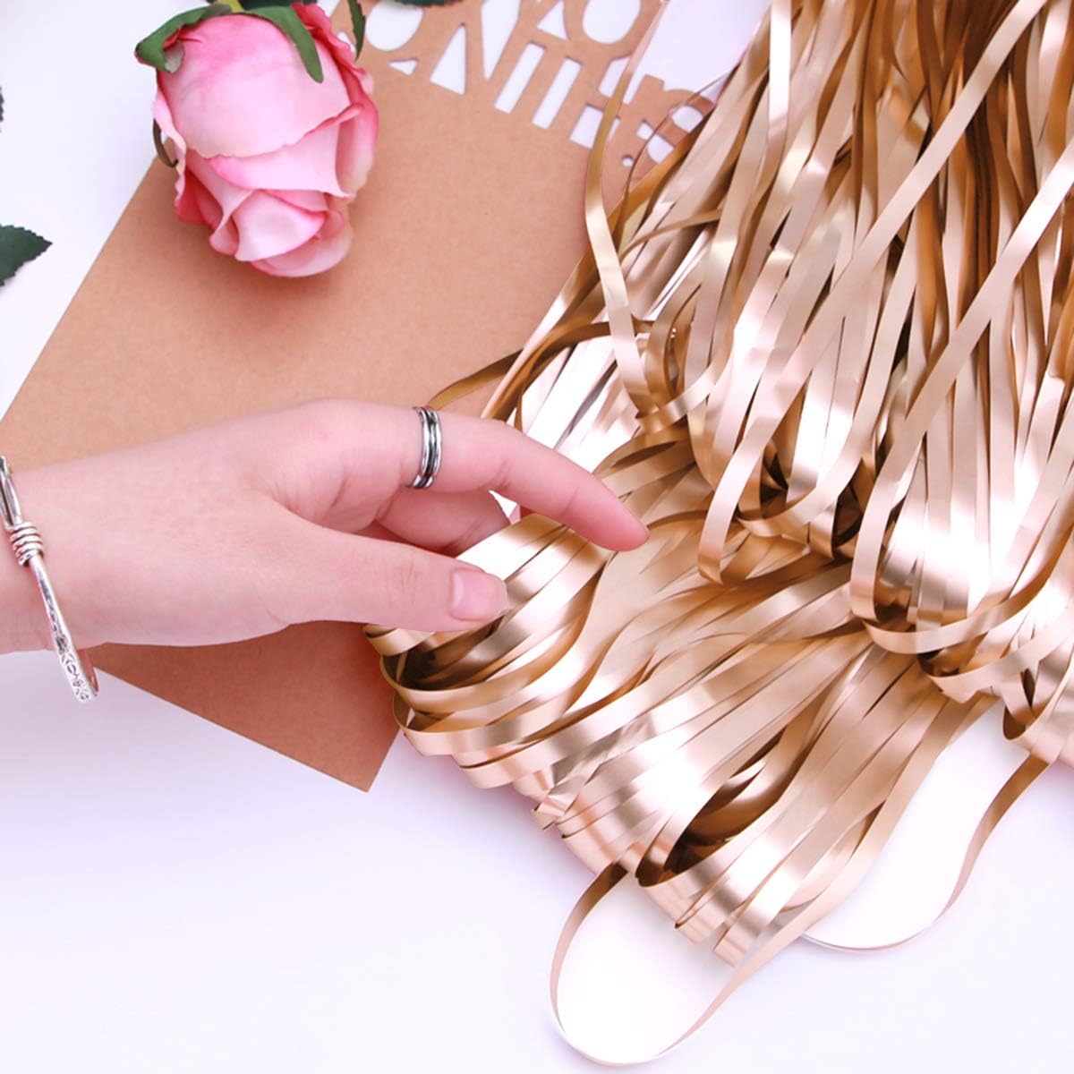 Metallic Tinsel Champagne 2 Packs of 3ftX8ft Foil Fringe Curtains for Birthday Party Photo Backdrop Decoration by CCINEE
