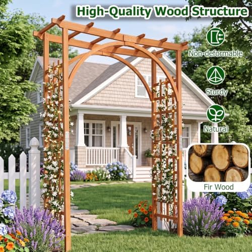 wood arbor, 84 inch wooden garden arch with, view 9