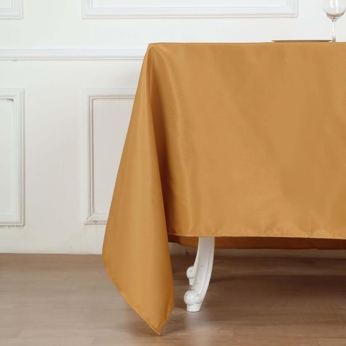 Efavormart 90" Gold Wholesale Linens Polyester Square Linen Tablecloth for Kitchen Dining Catering Wedding Birthday Party Events