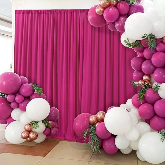 AK TRADING CO. 10 feet x 10 feet Polyester Backdrop Drapes Curtains Panels with Rod Pockets - Wedding Ceremony Party Home Window Decorations - Fuchsia