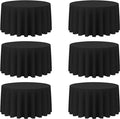 BRILLMAX 6 Pack Black Round Tablecloths 120 Inch - Circle Bulk Linen Polyester Fabric Washable Table Cloth Cover for Wedding Reception Banquet Birthday Party Buffet Restaurant