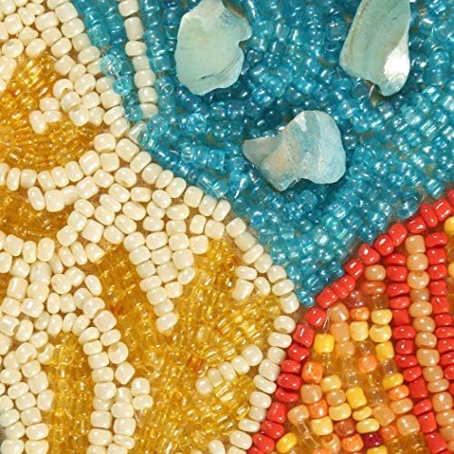 lightnpro seashell hand beaded needlework decorative orange blue on a desk or shelf