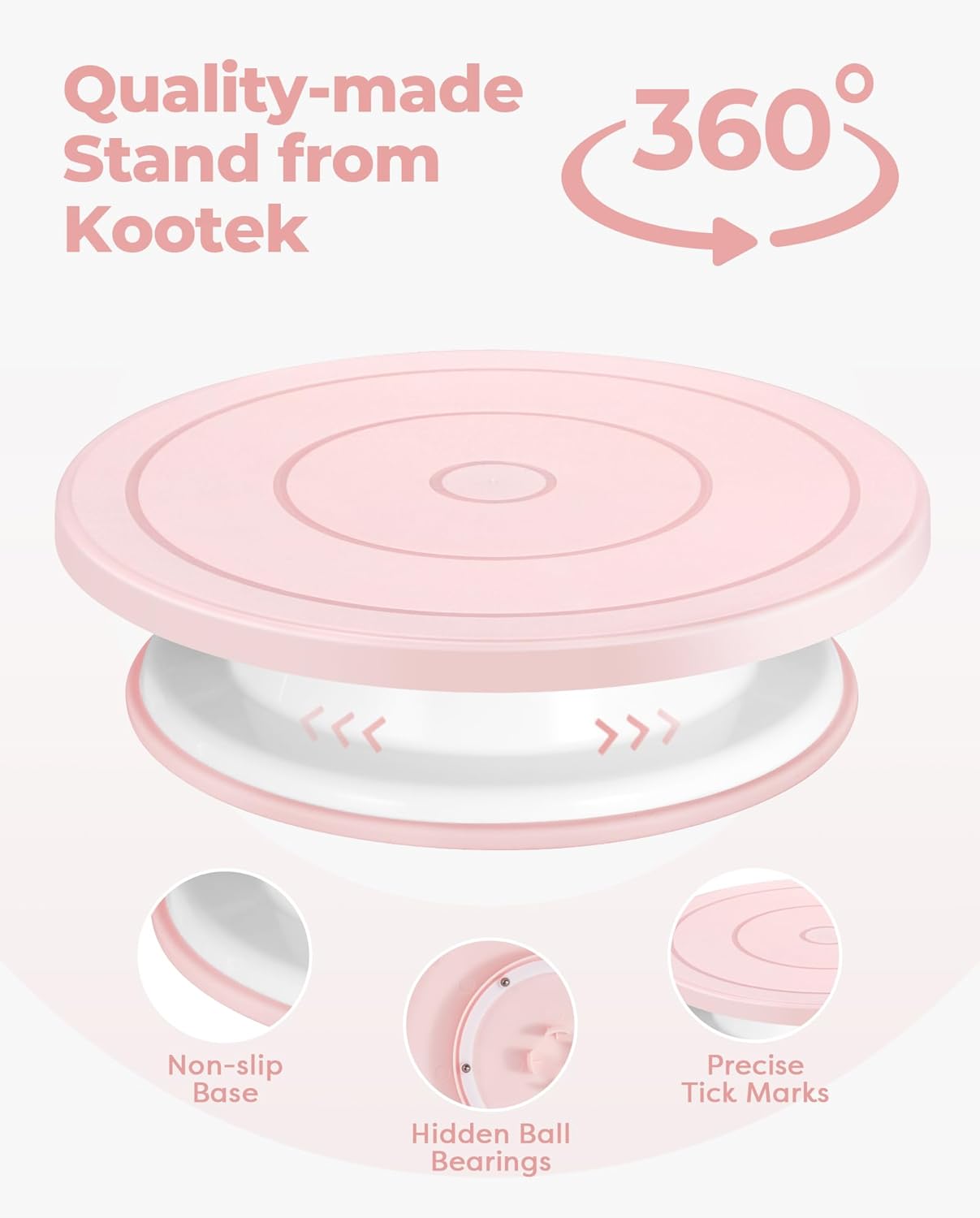 Kootek 158PCs Cake Decorating Kit, Baking Supplies Tools - Includes Cake Stand Turntable, 64 Icing Piping Tips Set, 2 Frosting Spatulas, 3 Scrapers, 50+2 Pastry Bags, Coupler, Video Tutorial, Booklet