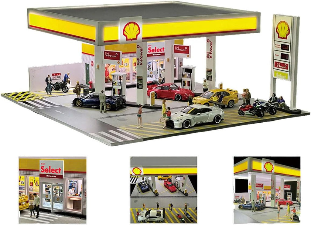 1/64 shell gas station display case gas station shown in use