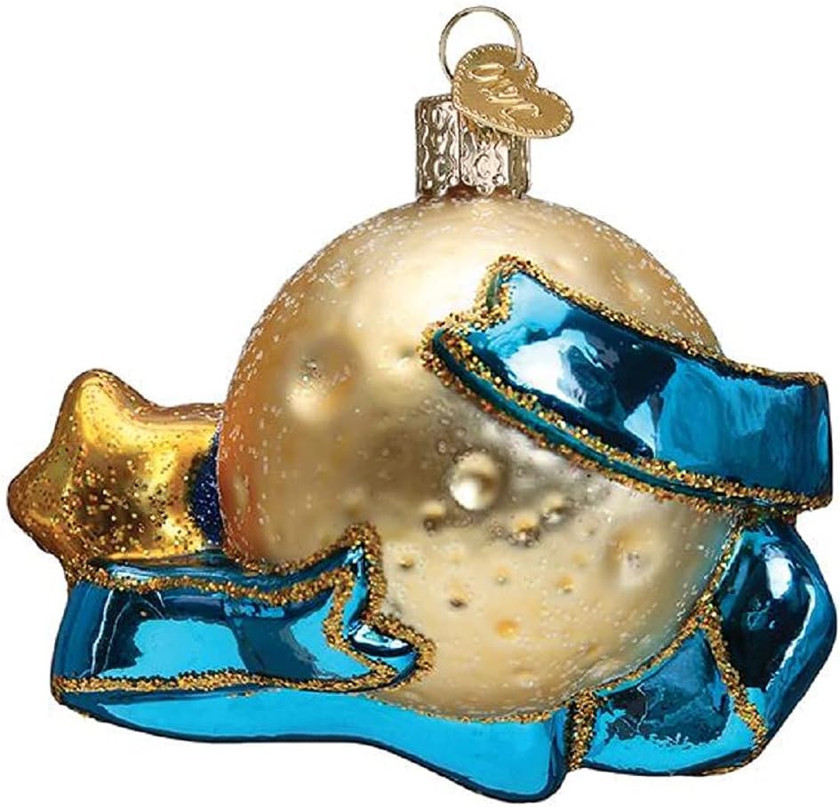 Old World Christmas Love You to The Moon & Back Glass Blown Ornament for Christmas Tree, Handcrafted Holiday Decoration, Sayings Collection