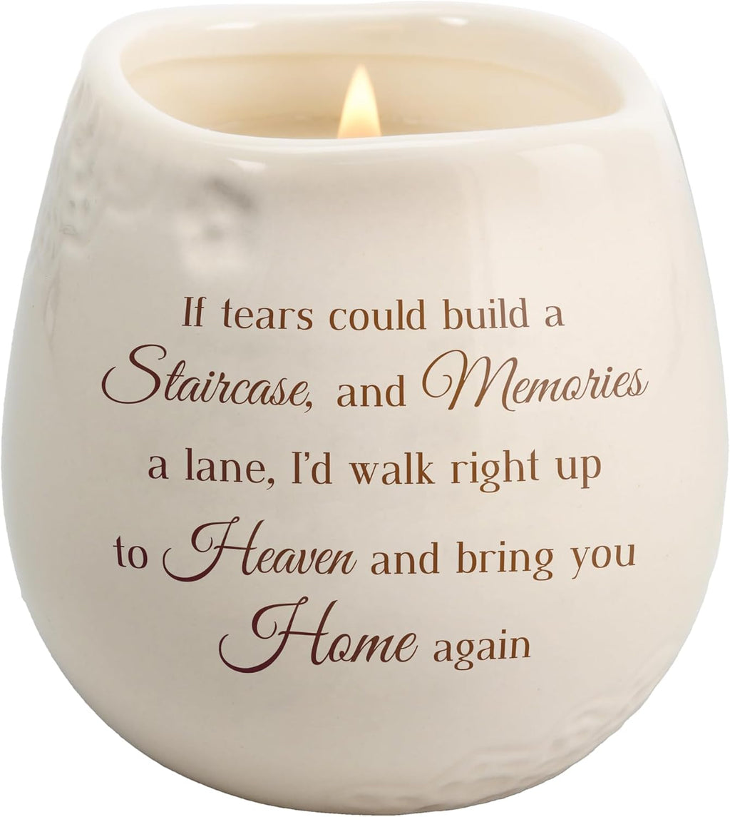 Pavilion Gift Company - Staircase to Heaven 8 oz Bereavement Candle, Memorial Gifts for Loss of Mother Father Friend Loved One, Remembrance, Condolences, Sympathy, 1 Count, Cream