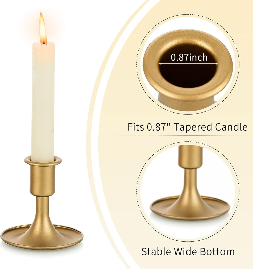 Romadedi Hurricane Candlestick Holders Gold - 10 Pcs Taper Candle Holders Bulk Tall Clear Glass Cylinder for Wedding Table Centerpieces Party Decor Birthday Christmas Home Decorations