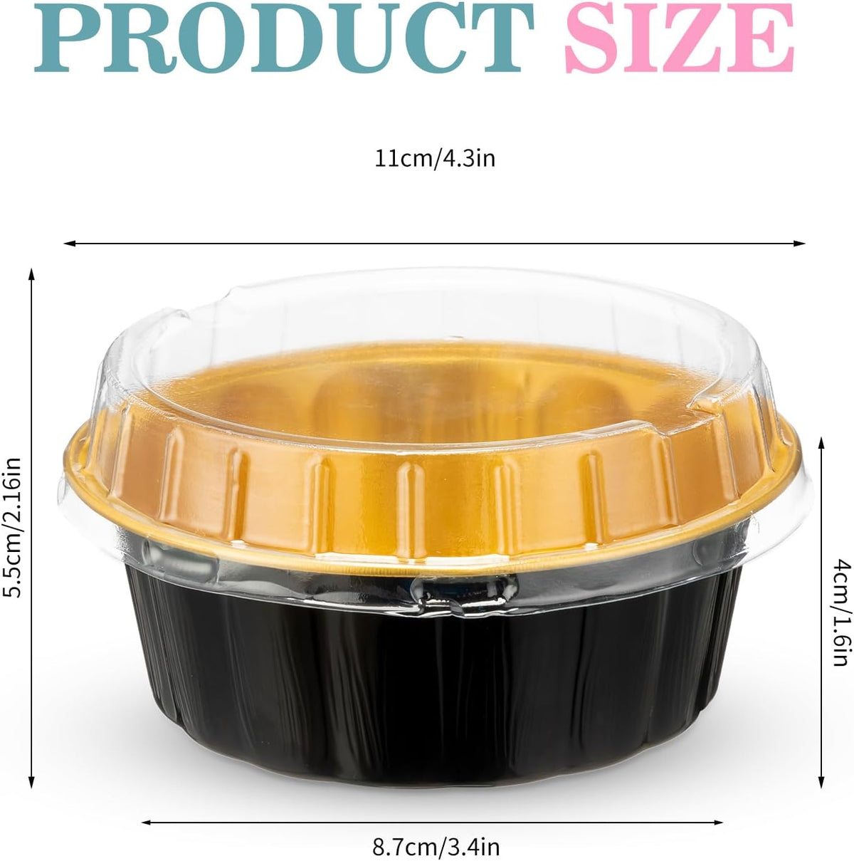 Tessco for You 100 Pcs Disposable Creme Brulee Ramekin, Black, Gold