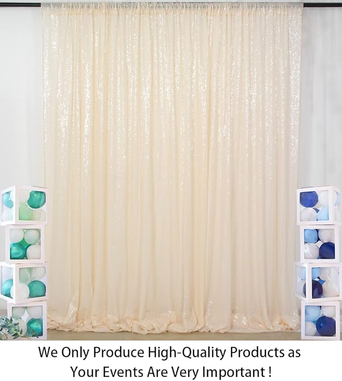 ShinyBeauty PHOTOBOOTH Background Choice-7FTx7FT-Ivory-Sequin Photography Backdrop Curtains for Wedding