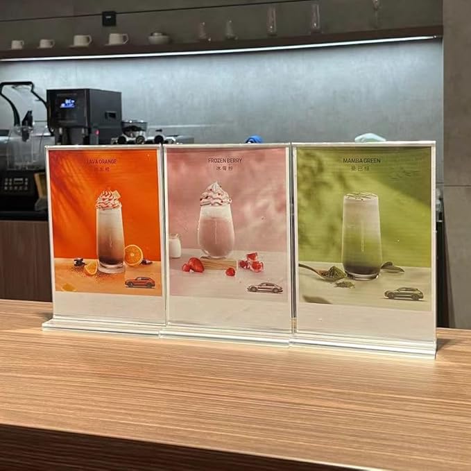newnewshow Acrylic Sign Holder 8.5x5.5 Inch 3 Pack Horizontal T Shape Double-Sided Desktop Display Holder. (Optional 8.5x11 8.5x5.5 5x7 Horizontal and Vertical)