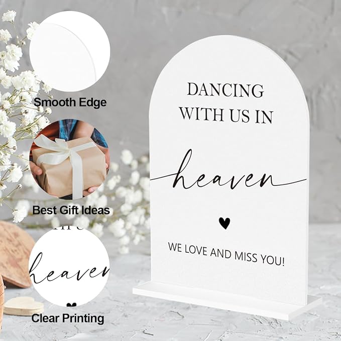 In Loving Memory Wedding Sign, Dancing With Us In Heaven Sign Wedding Engagement Bridal Shower Reception Event Party Table Desk Acrylic Decor
